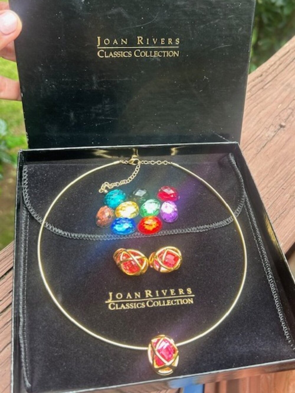 JOAN RIVERS Checkerboard Omega Slide Necklace w/ 10 Interchangeable Looks